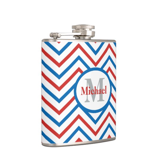 Red White Blue Chevron Pattern Heupfles (Rechts)