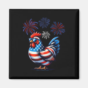 Red White Blue Chicken Boerderij Animal Patriotic Magneet