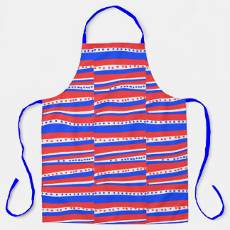 Red White Blue Circles Stripes Apron Schort