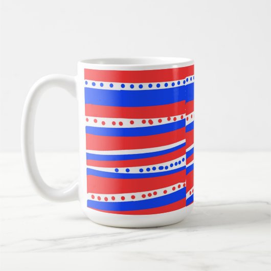 Red White Blue Circles Stripes Chili Koffiemok (Links)