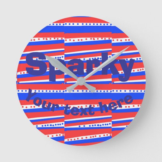 Red White Blue Circles Stripes  Ronde Klok (Voorkant)