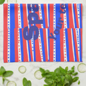 Red White Blue Circles Stripes Theedoek (Gevouwen)