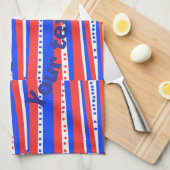 Red White Blue Circles Stripes Theedoek (Quarter Fold)