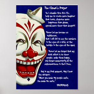 RED, WHITE & BLUE CLOWN POSTER met CLOWN PRAYER