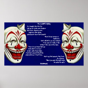 RED, WHITE & BLUE CLOWNS POSTER met CLOWN'S PRAYER