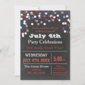 Red White Blue Confetti Juli 4e partijuitnodiging Kaart (Voorkant)