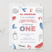 Red White Blue Cookout 1e verjaardag Unisex Kaart (Voorkant)