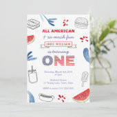 Red White Blue Cookout 1e verjaardag Unisex Kaart (Staand voorkant)