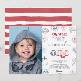 Red White Blue Cookout 1st Birthday Party Afbeeldi Kaart