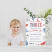 Red White Blue Cookout 3rd Birthday Party Afbeeldi Kaart (Staand voorkant)