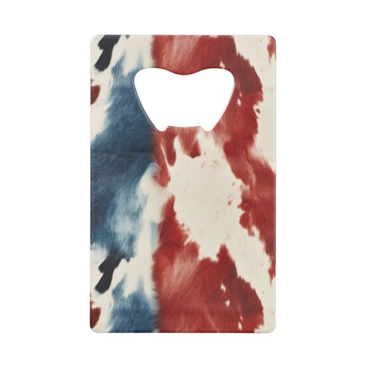Red White Blue Cow Animal Print Creditkaart Flessenopener (Voorkant)