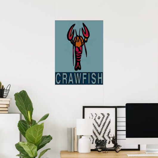 Red White Blue Crawfish Poster (Thuiskantoor)