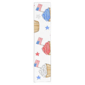 Red White Blue Cupcake Flag Star Patriotic Korte Tafelloper (Voorkant)