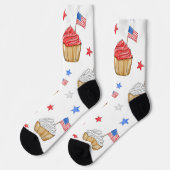 Red White Blue Cupcake Flag Star Patriotic Preppy Sokken (Links)