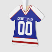 Red/White/Blue Custom Hockey Jersey Ornament (voorkant)