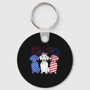 Red White Blue Dachshund Dog Usa Vlag Vuurwerk 4th Sleutelhanger