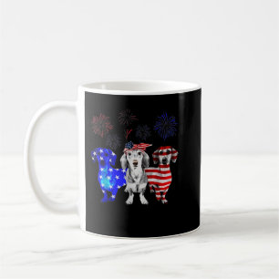 Red White Blue Dachshund USA Flag Firework 4th Of Koffiemok