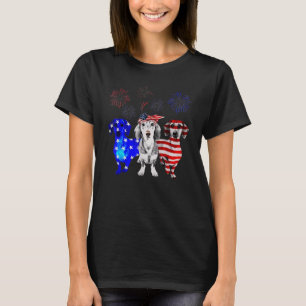 Red White Blue Dachshund Usa Vlag Vuurwerk 4e van T-shirt