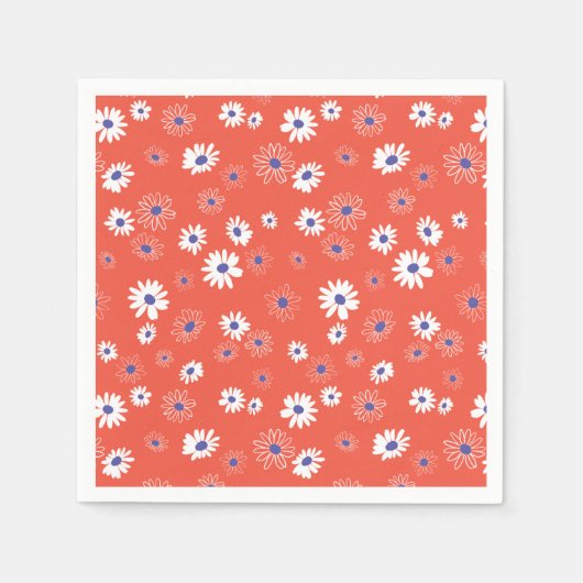 Red White Blue Daisy Flowers Patroon Servet (Voorkant)