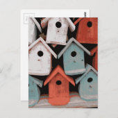 Red White Blue Decorative  Bird Houses Briefkaart (Voorkant / Achterkant)
