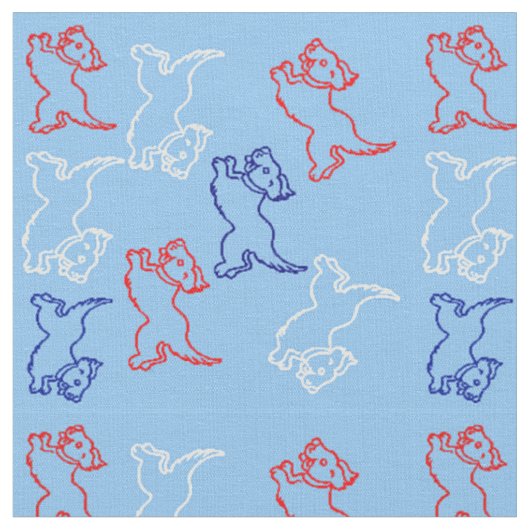Red White Blue Designer Fabric - Honden Stof (Close Up)