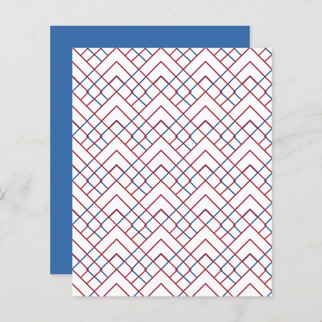 Red White Blue Diamond Grid Scrapbook Paper (Voorkant / Achterkant)