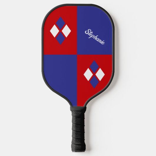 Red White Blue Diamonds | Custom Modern Geometric Pickleball Paddle (Voorkant)