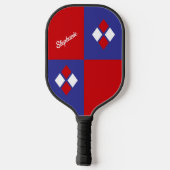 Red White Blue Diamonds | Custom Modern Geometric Pickleball Paddle (Achterkant)