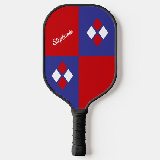 Red White Blue Diamonds | Custom Modern Geometric Pickleball Paddle (Achterkant)