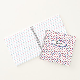 Red White Blue Driangle Grid Sketchbook Journal Notitieboek