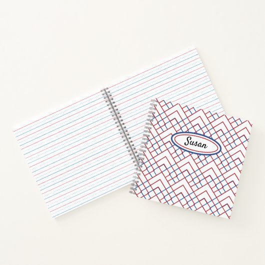 Red White Blue Driangle Grid Sketchbook Journal Notitieboek (Binnen)