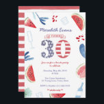 Red White Blue Drinken Party voor 30th Birthday Kaart<br><div class="desc">De vlag van de Verenigde Staten van Amerika,  thema 30e Birthday-uitnodiging,  is ontworpen voor een volwassen Pool of drink-partij,  met name rond een nationale feestdag.</div>