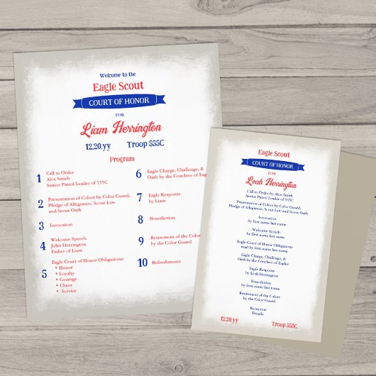 Red, White, Blue Eagle Court of Honor Program Flyer