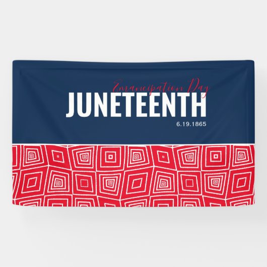 Red White Blue Emancipation Day June 19 JUNETEENTH Spandoek (Horizontaal)