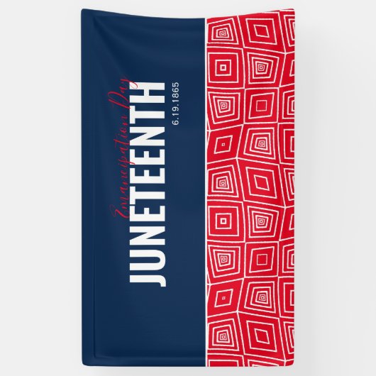 Red White Blue Emancipation Day June 19 JUNETEENTH Spandoek (Verticaal)