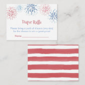 Red White Blue Fireworks Diaper Raffle Baby shower Informatiekaartje (Voorkant / Achterkant)