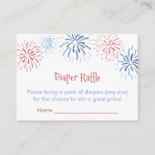 Red White Blue Fireworks Diaper Raffle Baby shower Informatiekaartje (Voorkant)