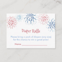 Red White Blue Fireworks Diaper Raffle Baby shower