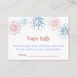 Red White Blue Fireworks Diaper Raffle Baby shower Informatiekaartje