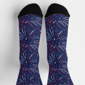 Red White Blue Fireworks Stars Design Socks Sokken (Top)