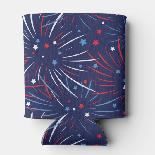 Red White Blue Fireworks-sterren Blikjeskoeler (Achterkant)