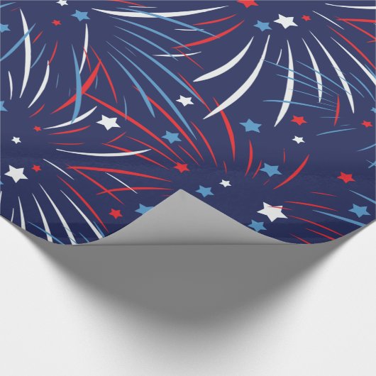 Red White Blue Fireworks-sterren Cadeaupapier (Hoek)