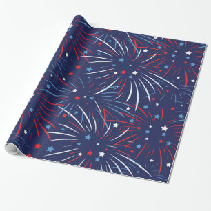 Red White Blue Fireworks-sterren Cadeaupapier