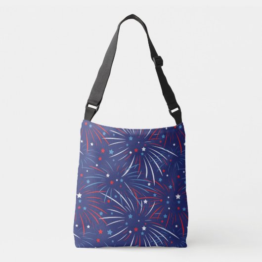 Red White Blue Fireworks-sterren Crossbody Tas (Voorkant)