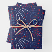 Red White Blue Fireworks-sterren Inpakpapier Vel (In situ)