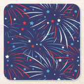 Red White Blue Fireworks-sterren Kartonnen Onderzetters (Voorkant)