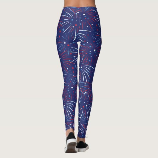 Red White Blue Fireworks-sterren Leggings (Achterkant)