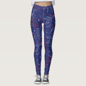 Red White Blue Fireworks-sterren Leggings (Voorkant)