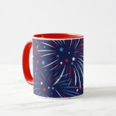 Red White Blue Fireworks-sterren Mok (Voorkant links)