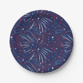 Red White Blue Fireworks-sterren Papieren Bordje (Voorkant)